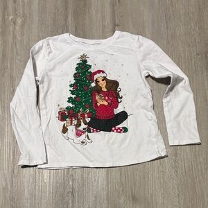 White Kids Christmas Shirt with Graphic Design
